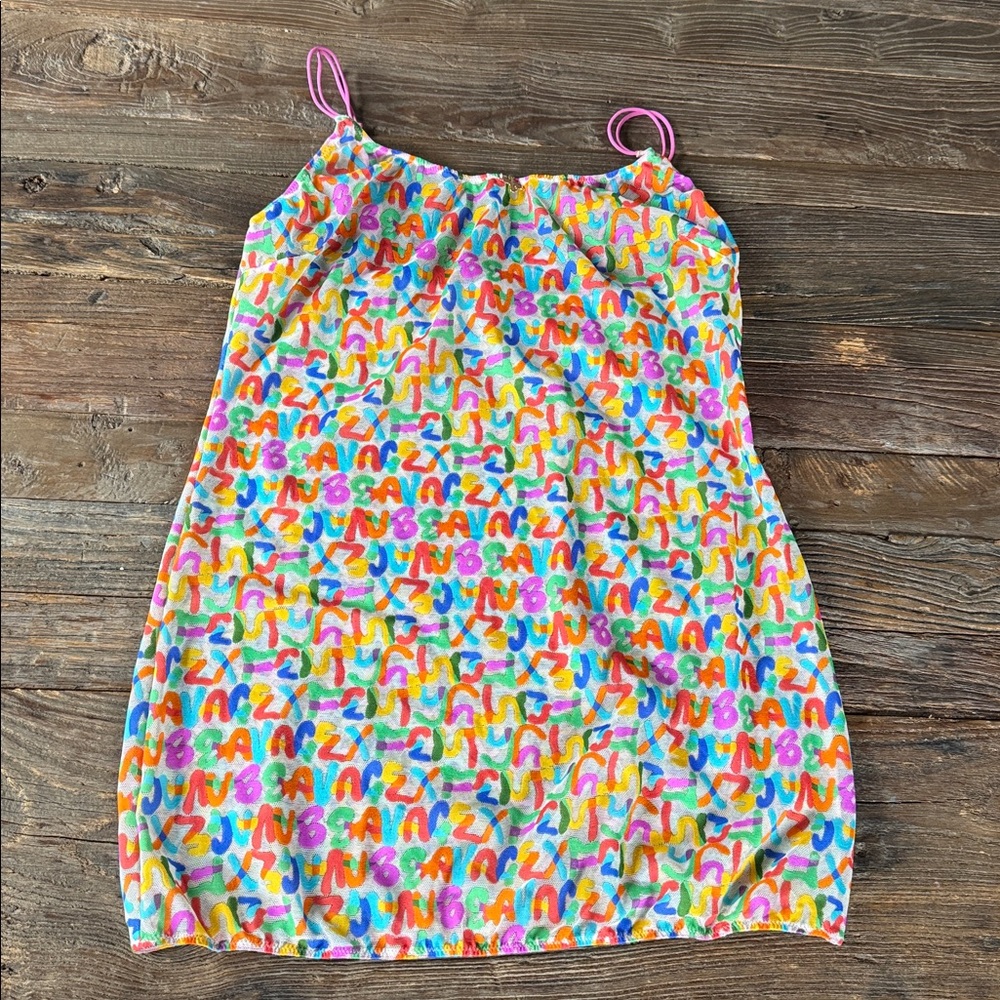 Savage X Fenty Love rainbow logo mesh slip mini dress size Large